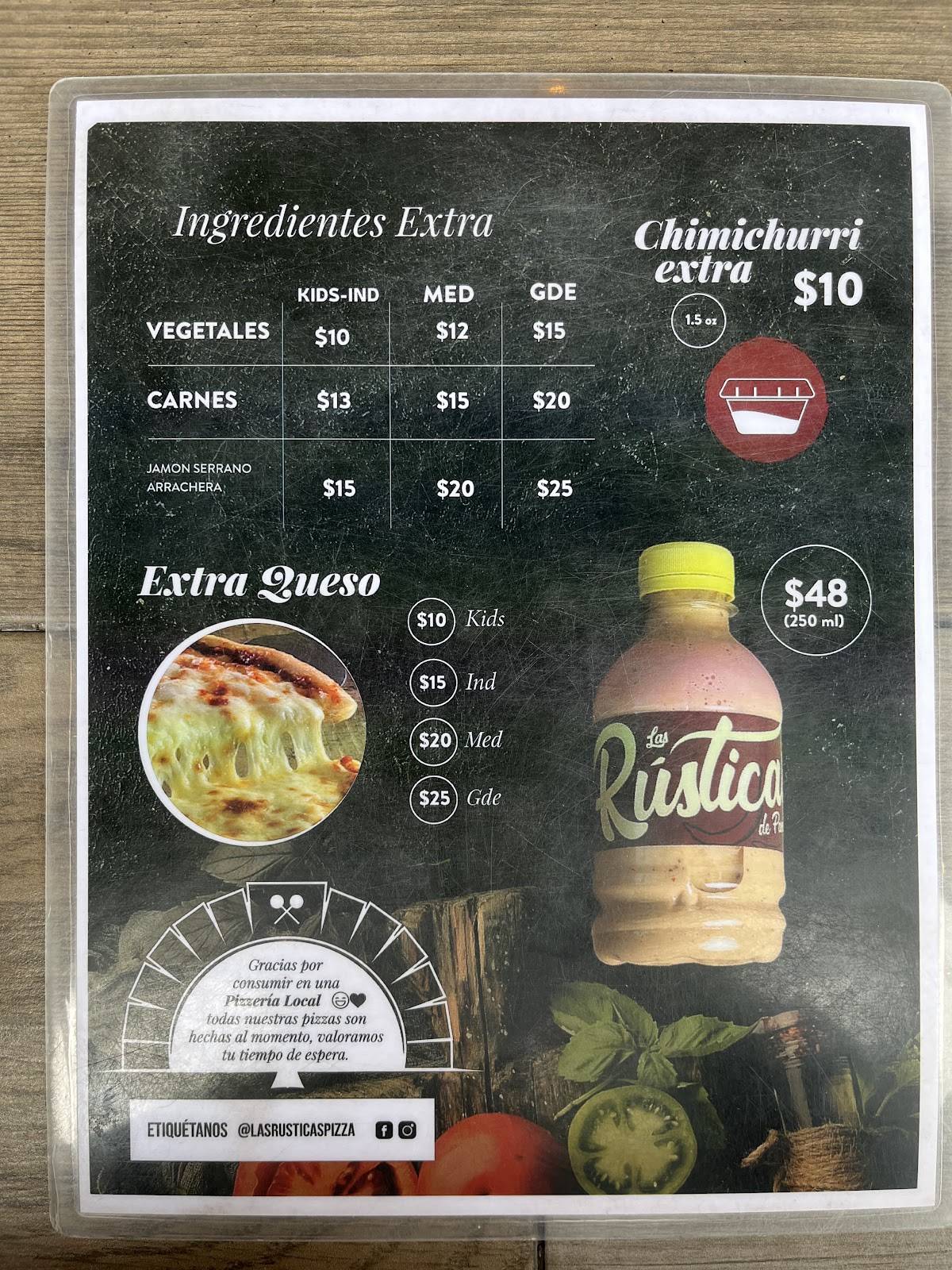 Las Rústicas Pizzas a la Leña меню