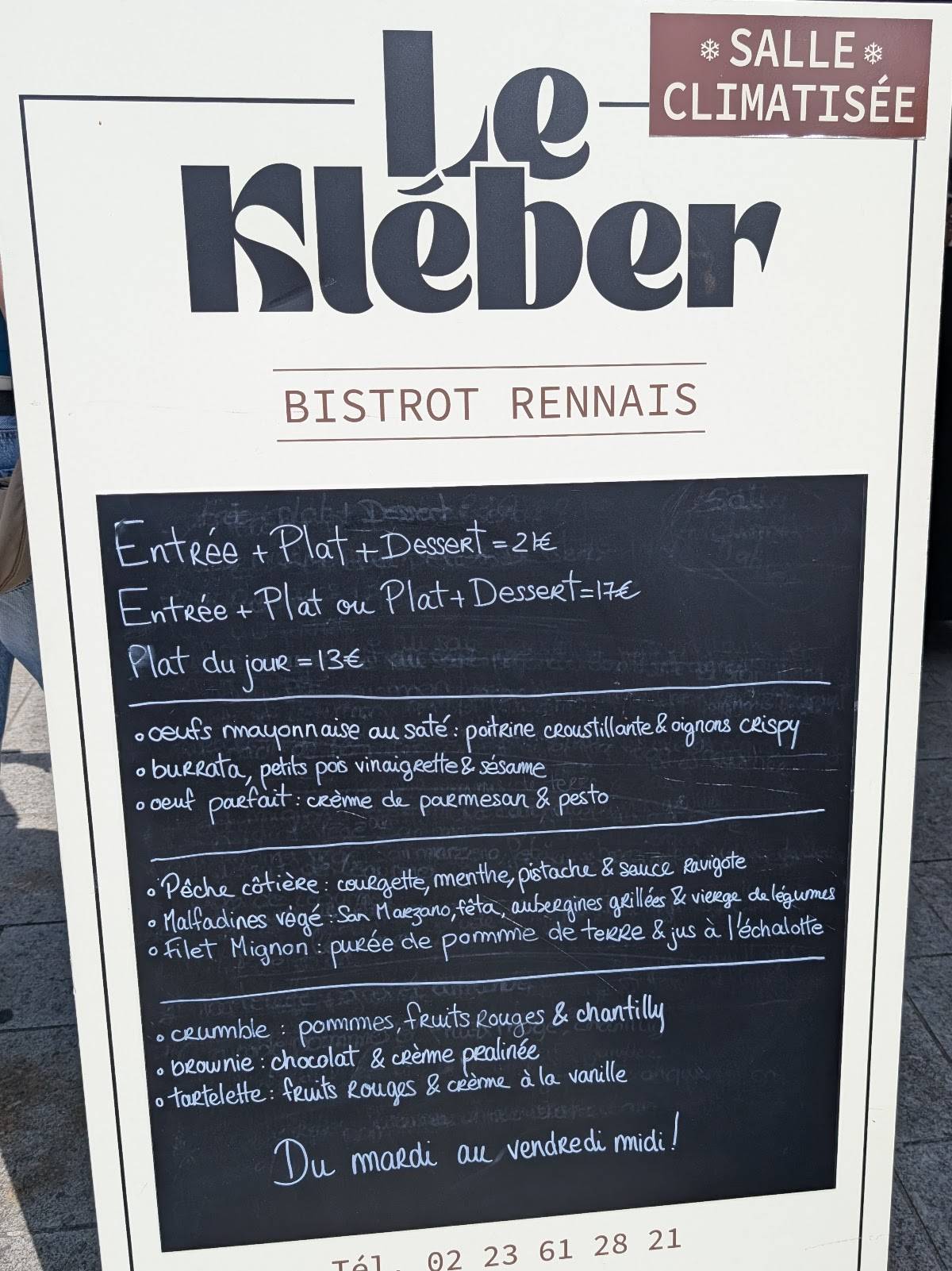 Le Kléber Rennes меню