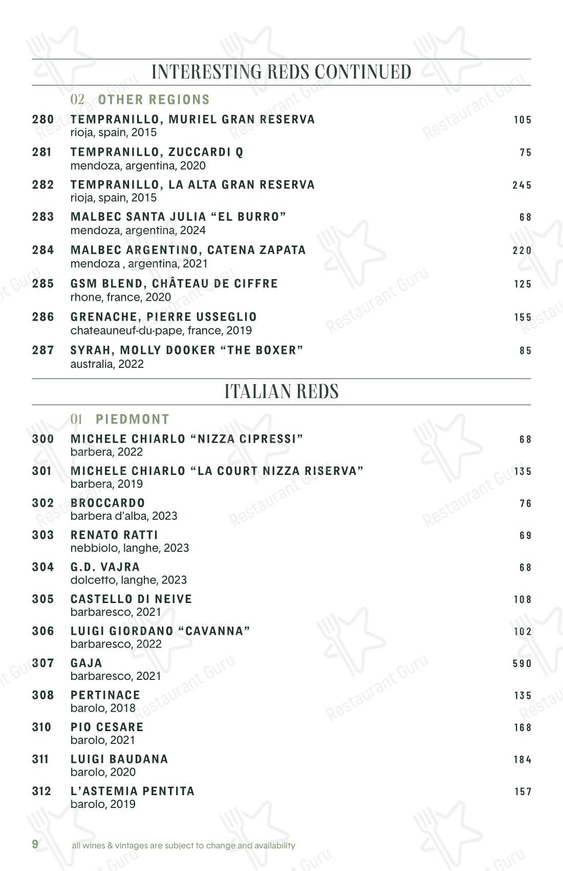 Lunch Menu паба и бара Legami в Чарлстоне