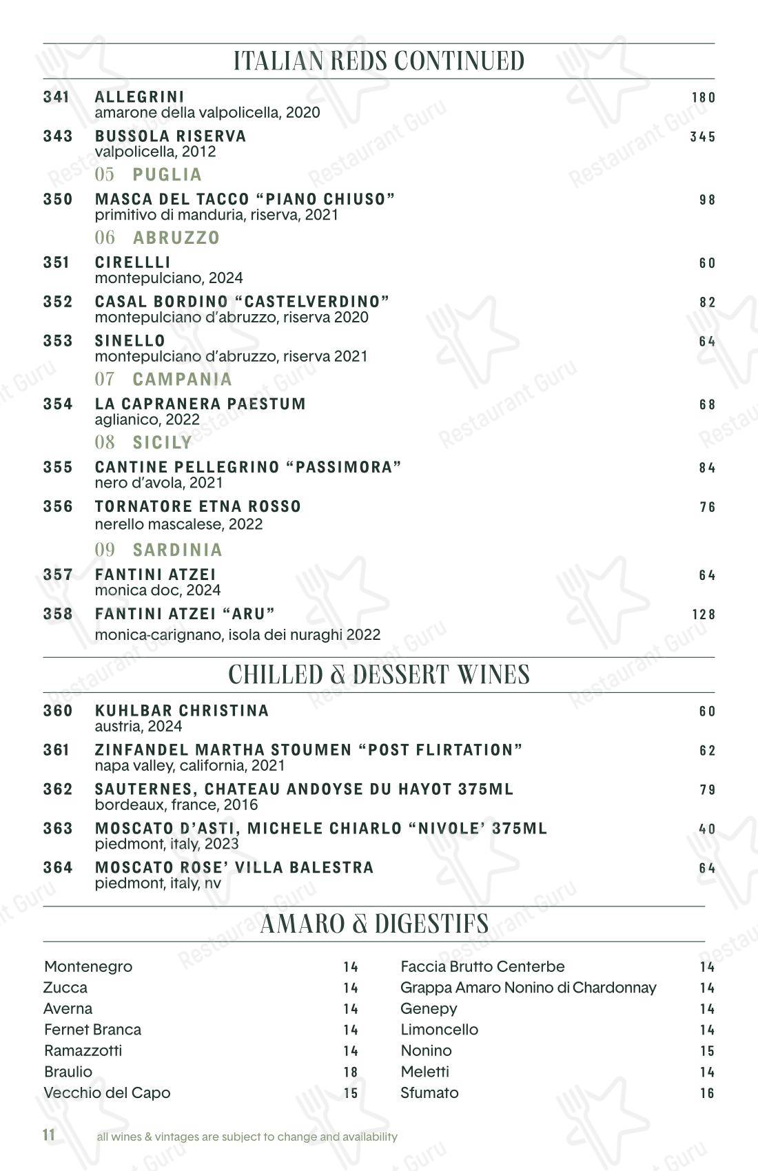 Legami в Чарлстоне - Lunch Menu
