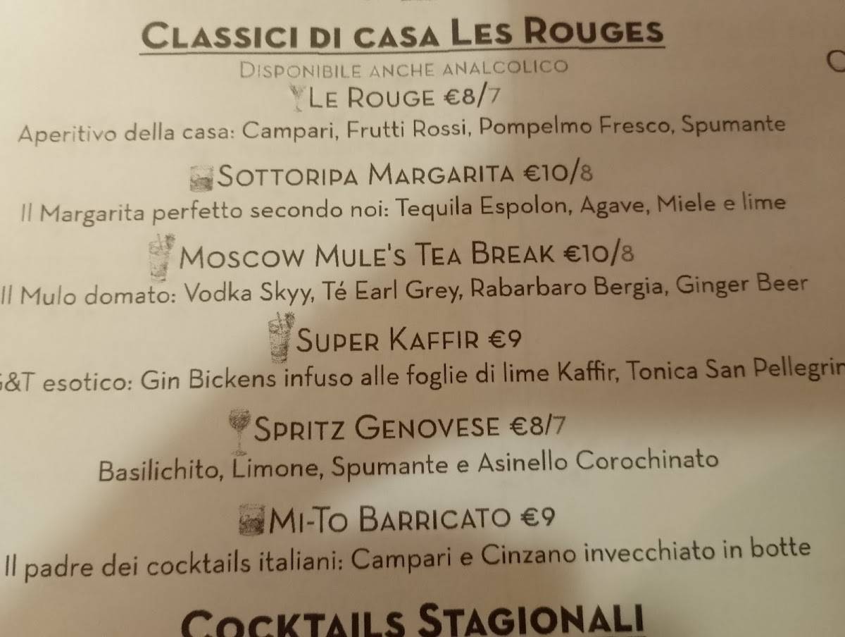 Les Rouges Cucina & Cocktails меню
