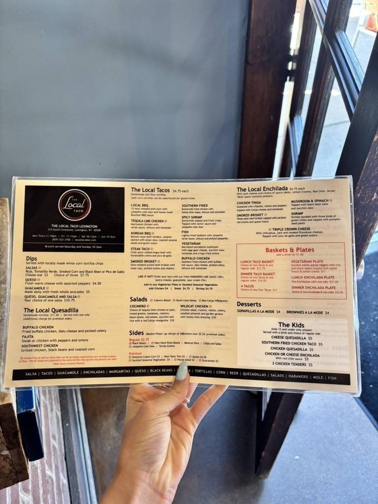 The Local Taco Lexington меню