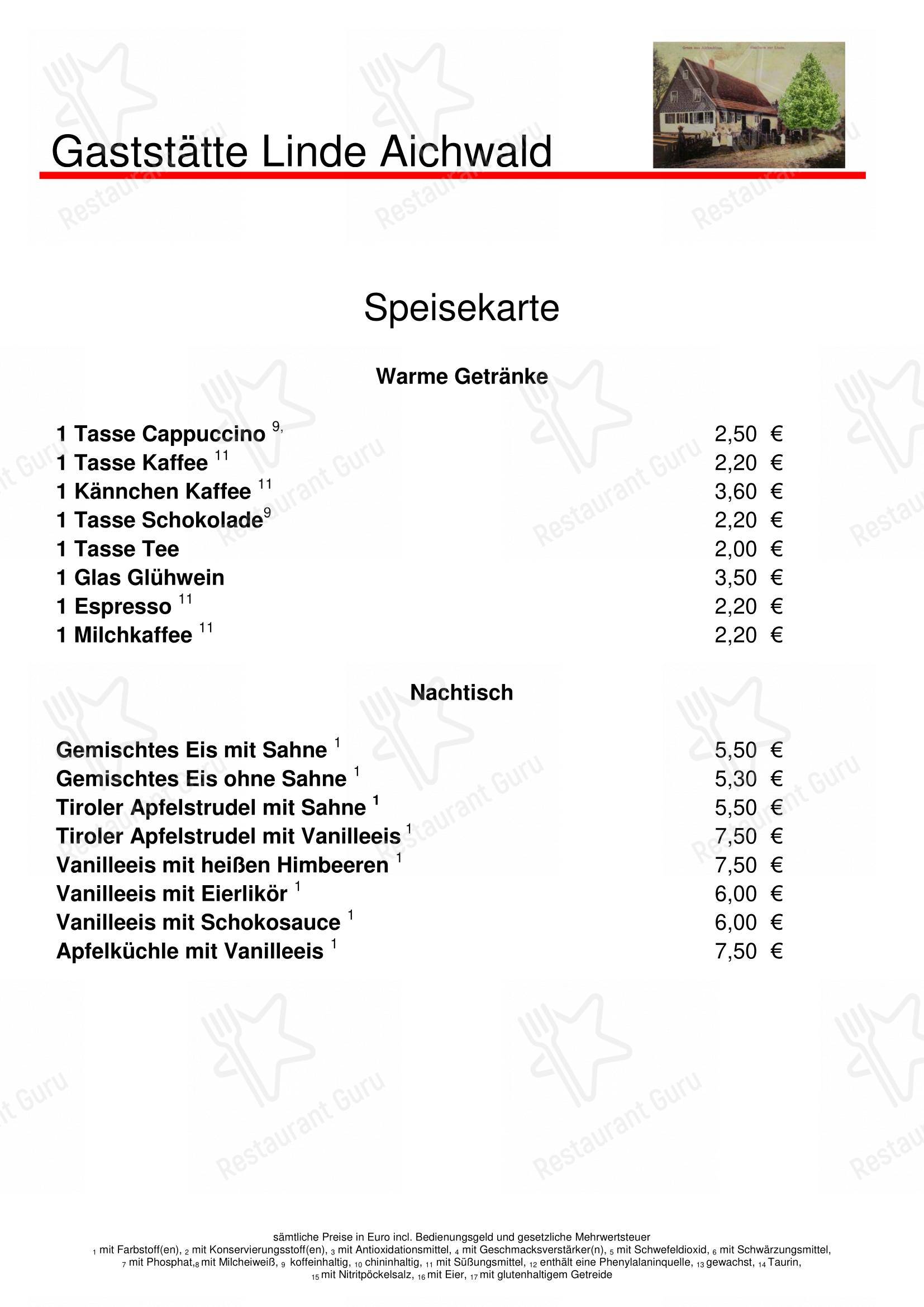 Коктейльная карта ресторана Linde Aichwald