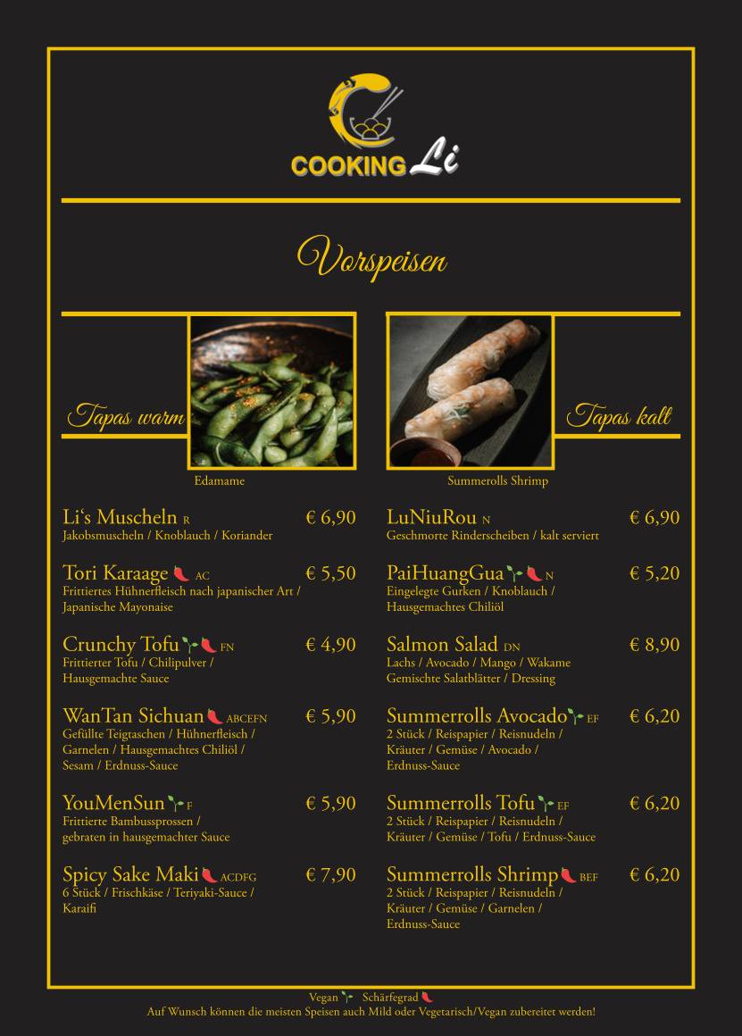 Cooking Li меню