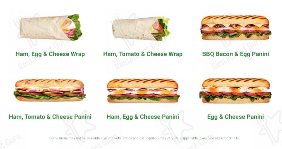 Subway меню