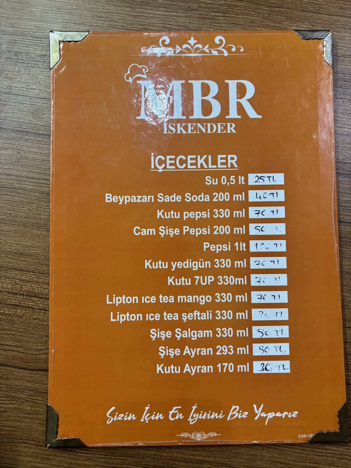 MBR İskender меню