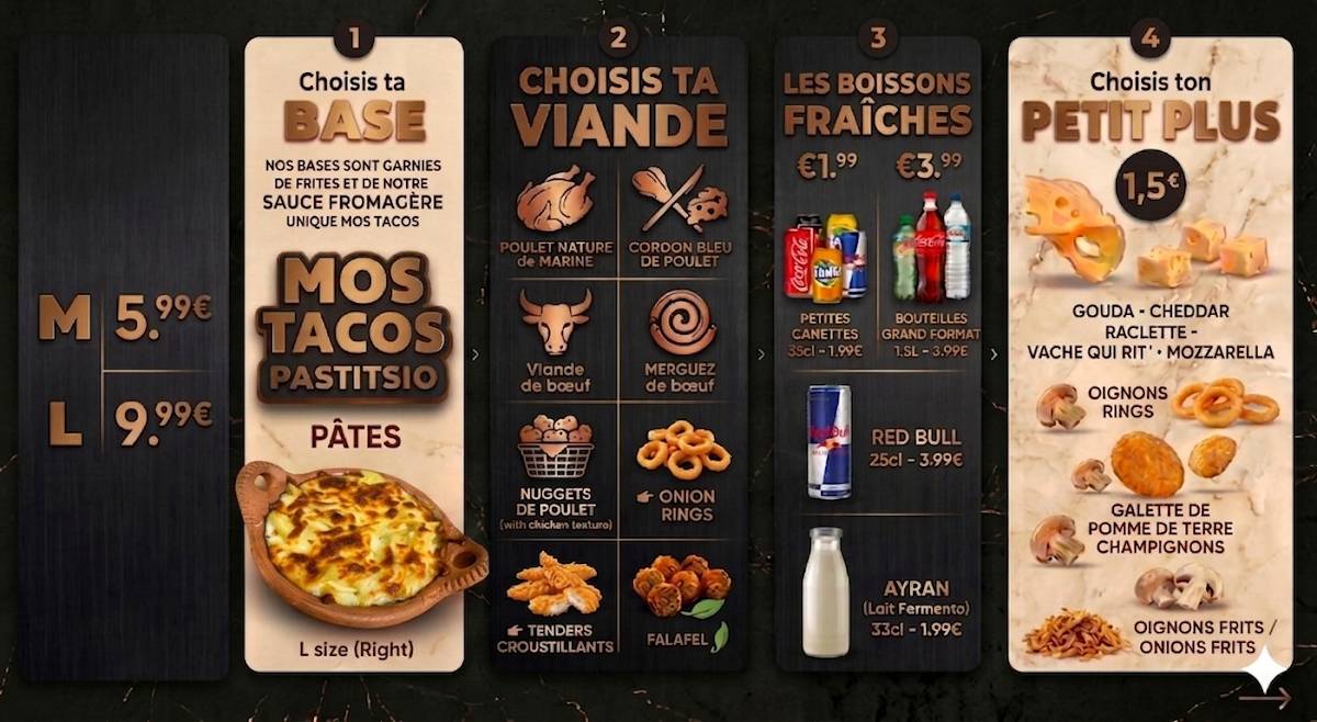 MOS TACOS меню