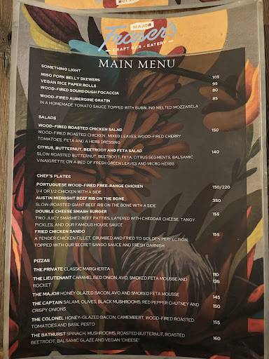 Major Fraser’s Grahamstown меню