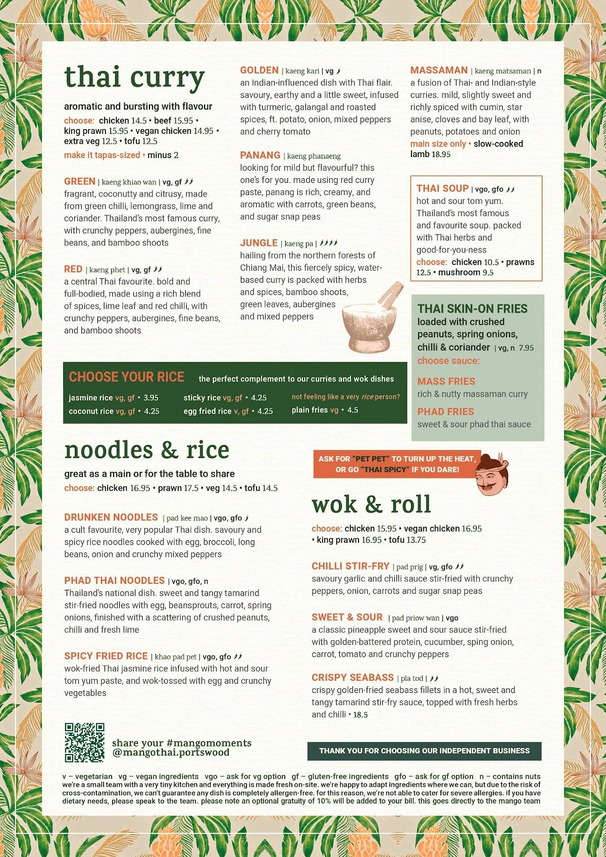 Mango Thai Tapas - Portswood меню