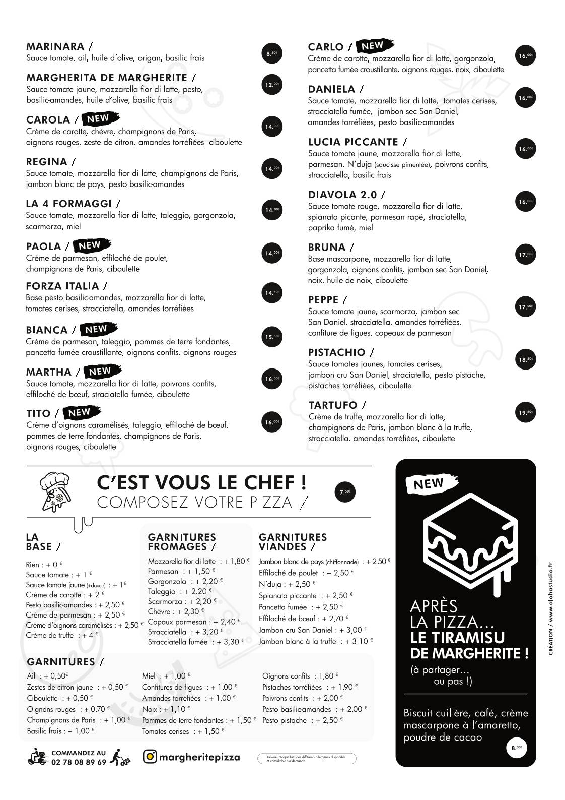 Margherite - pizza à emporter et en livraison меню