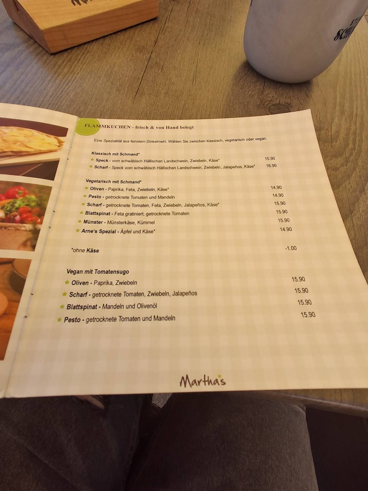 Martha's меню