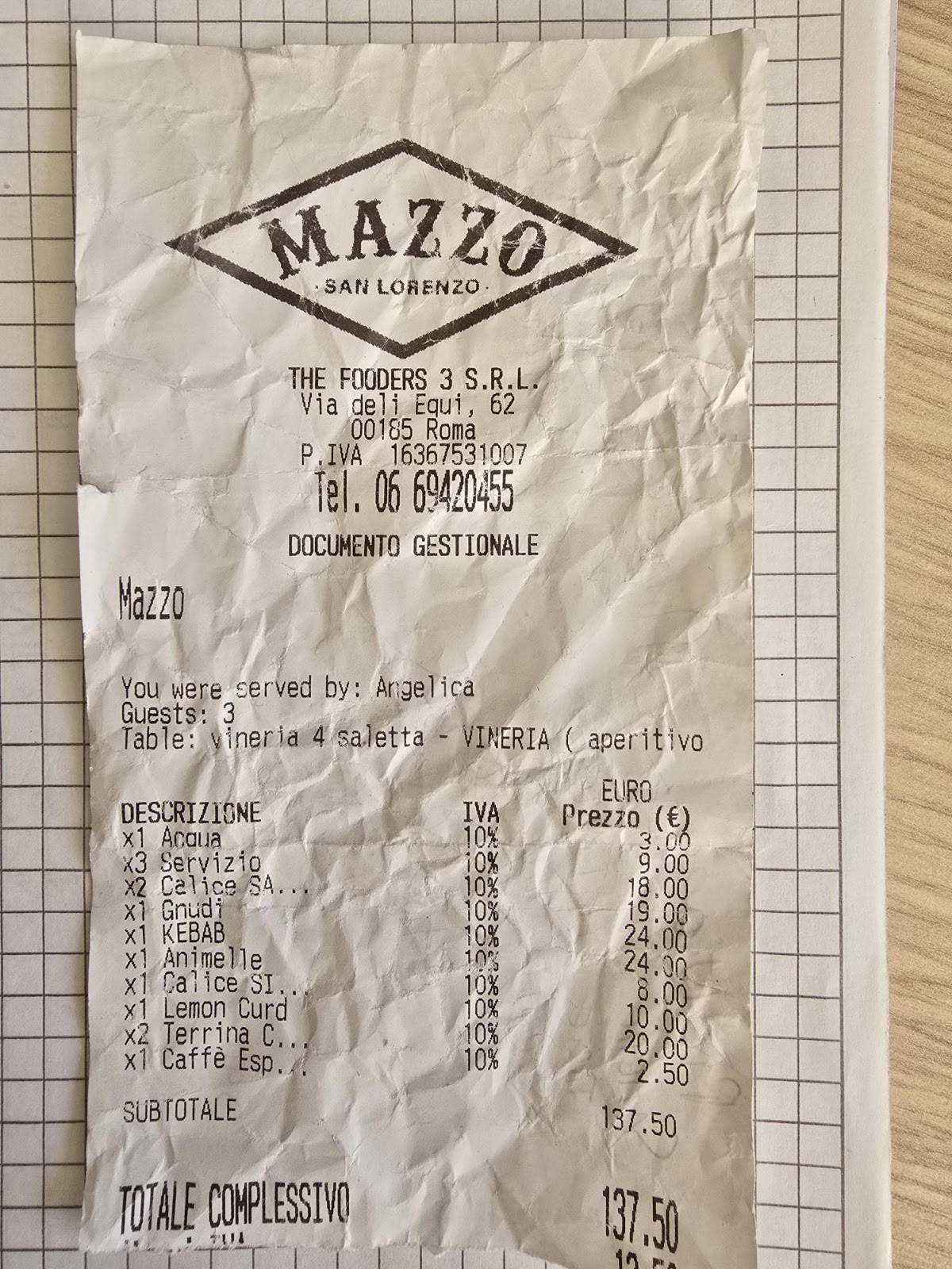 Mazzo меню