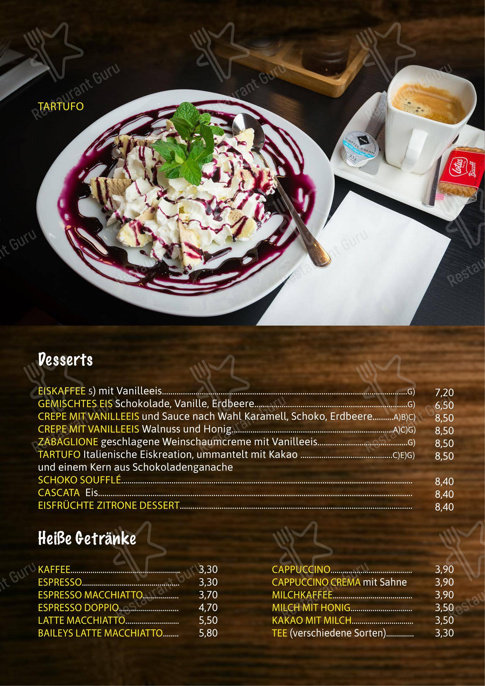 Меню ресторана Mediterran в Мерцених