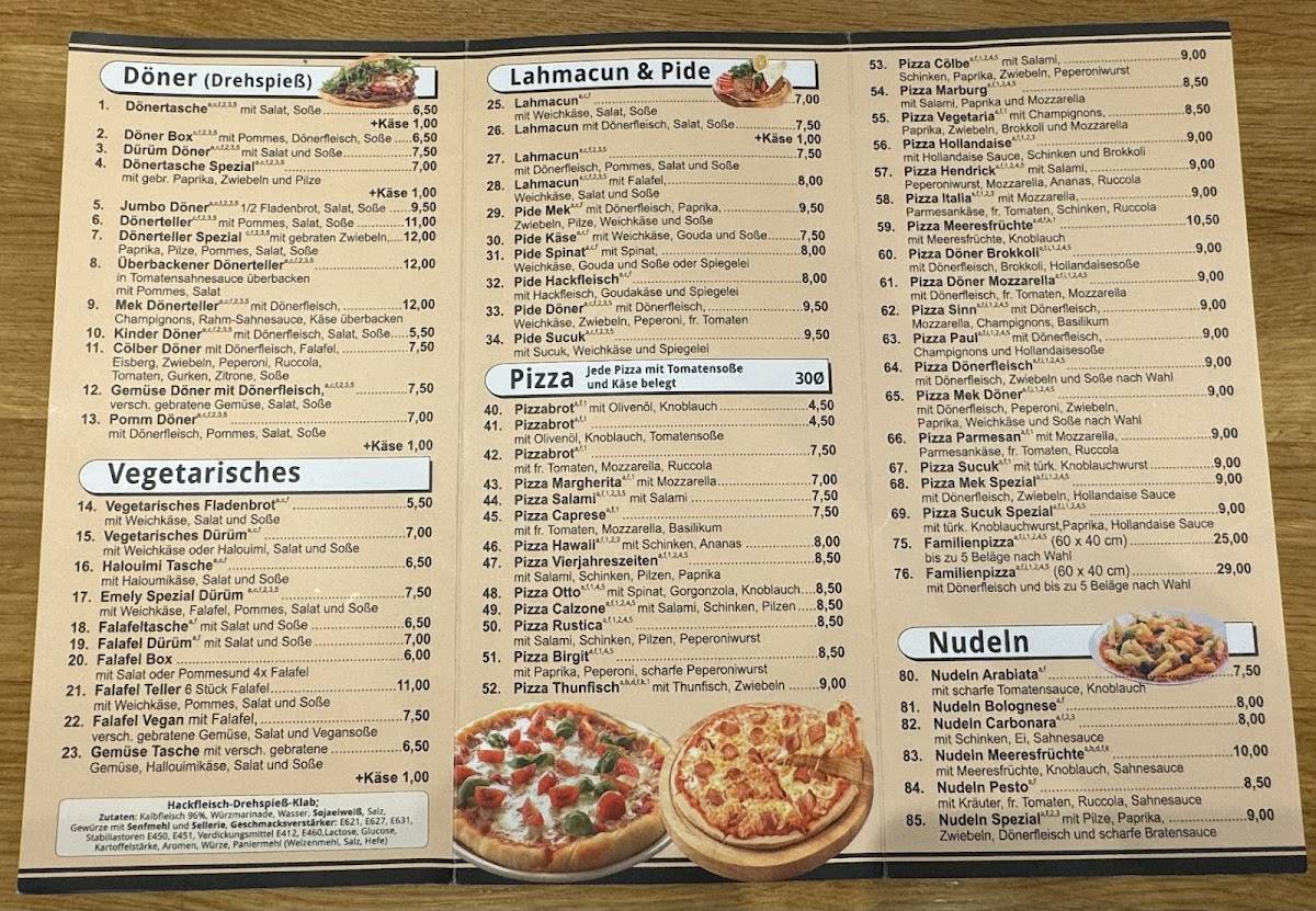 Mek Döner & Pizza меню