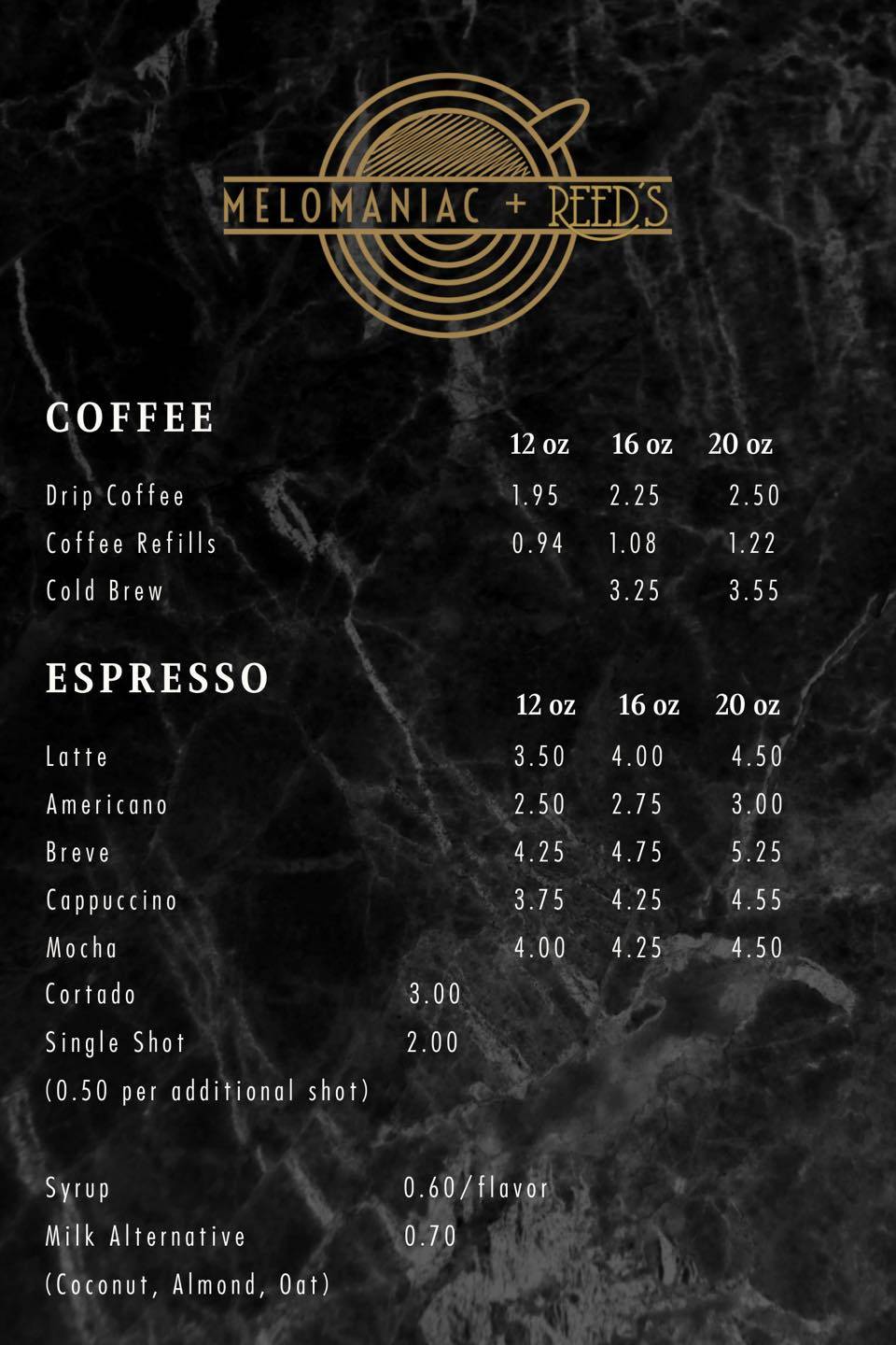 Melomaniac Records + Cafe меню
