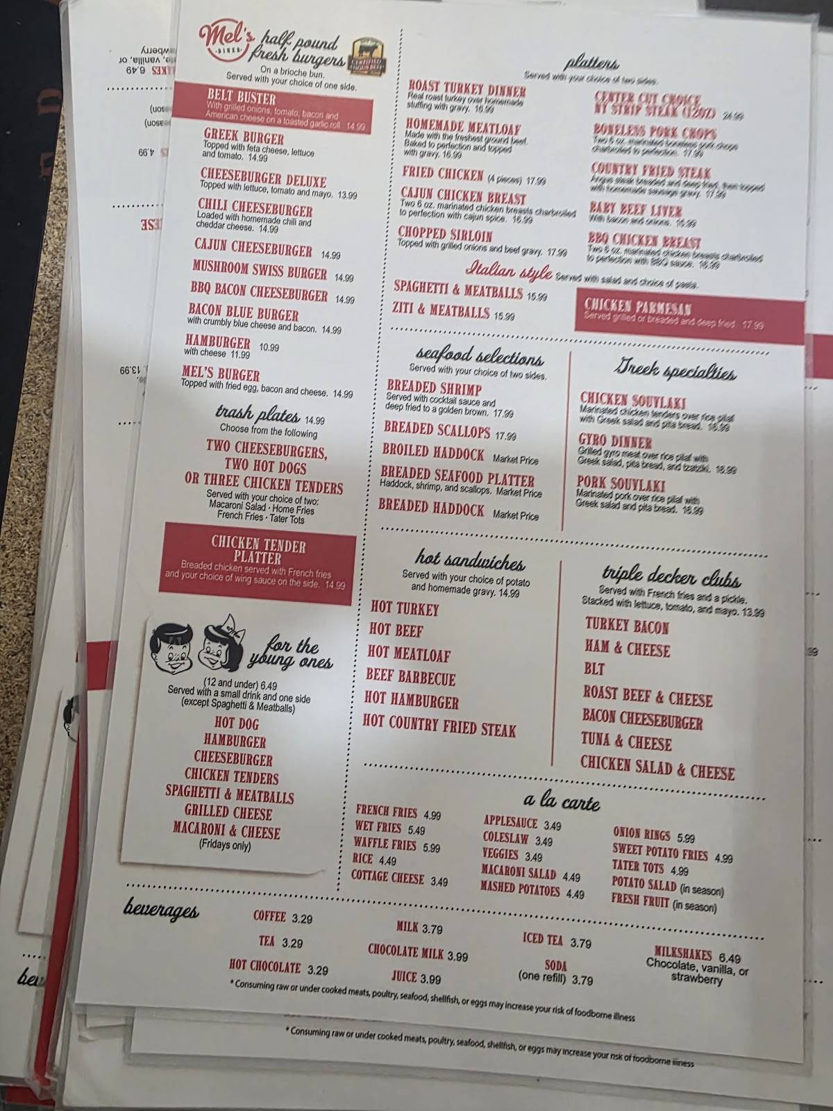 Mel's Diner меню