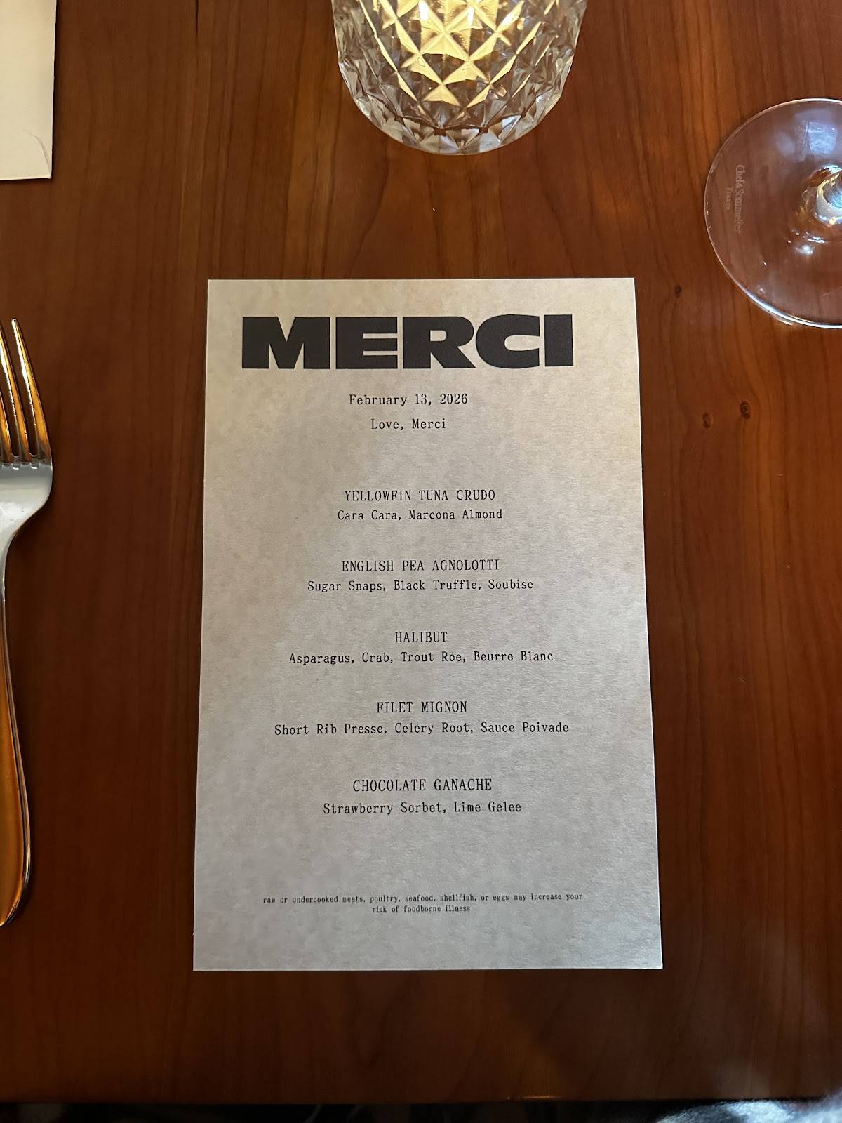 Merci меню