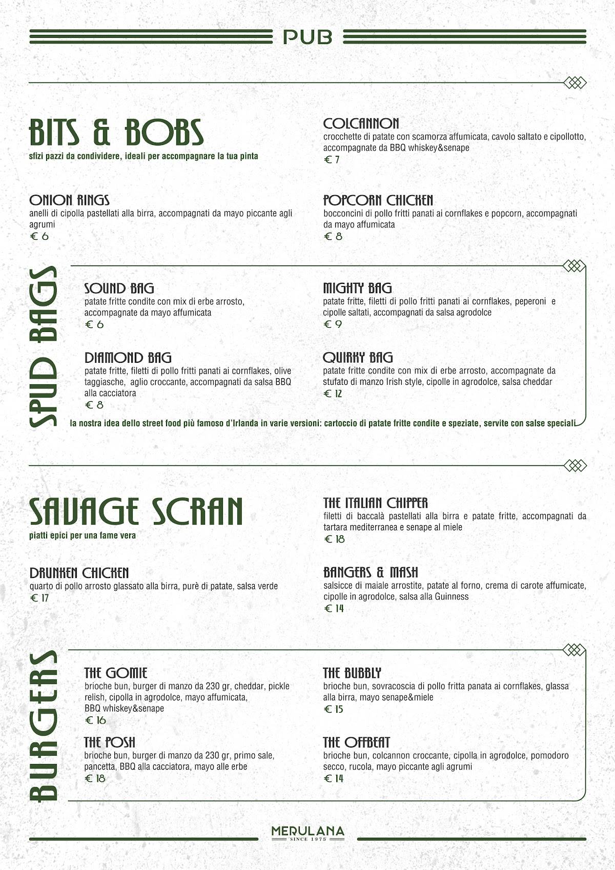 Merulana Pub & Bistrot меню