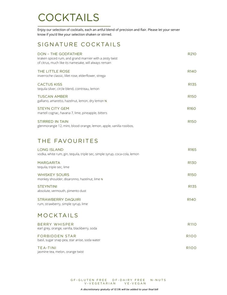 Guild Restaurant меню