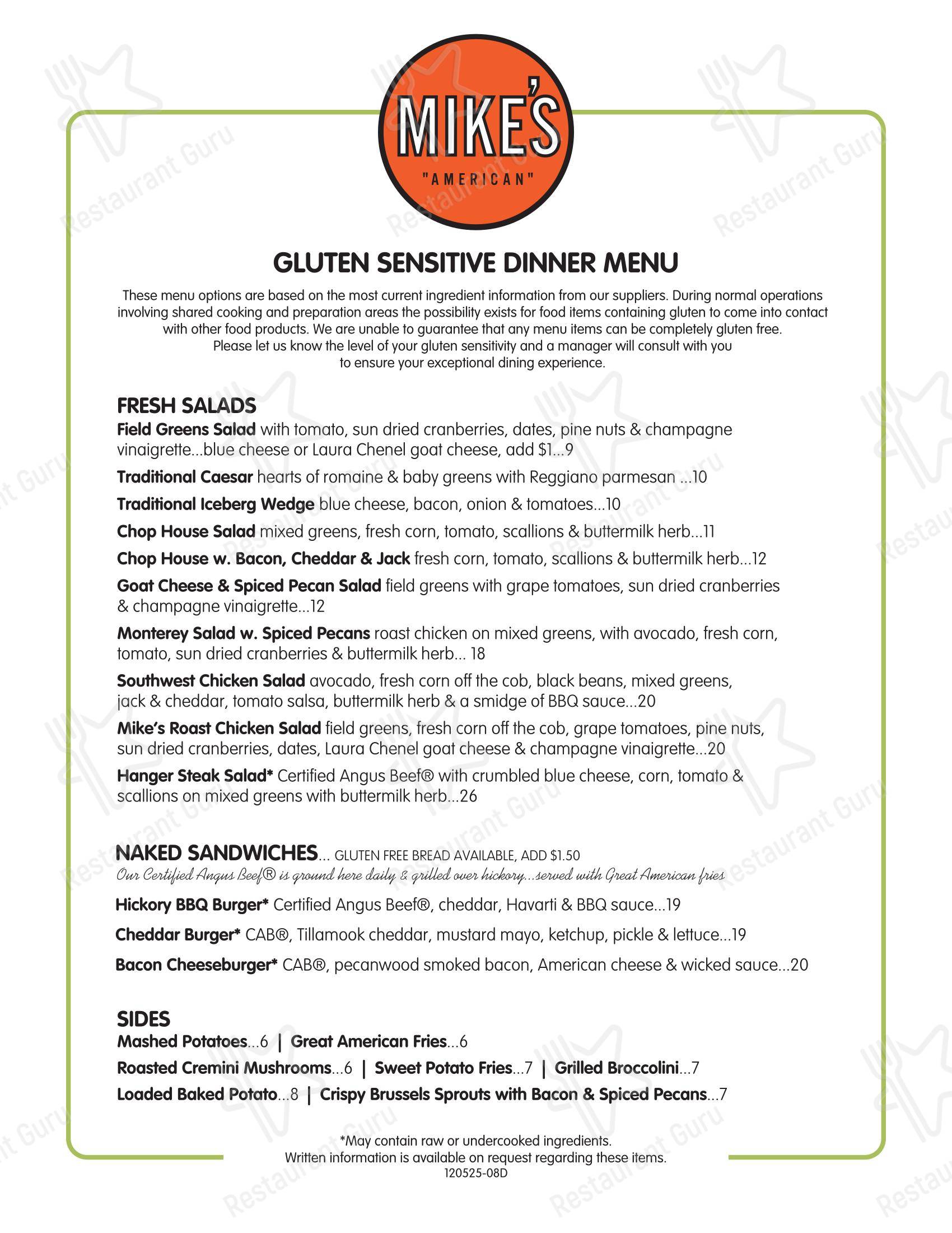 Меню ресторана Mike's American - Takeaway Menu