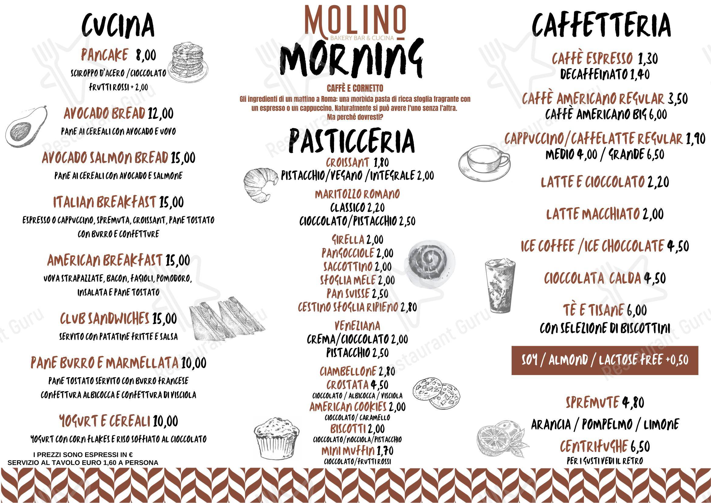 Molino bakery bar в Риме - Меню напитков