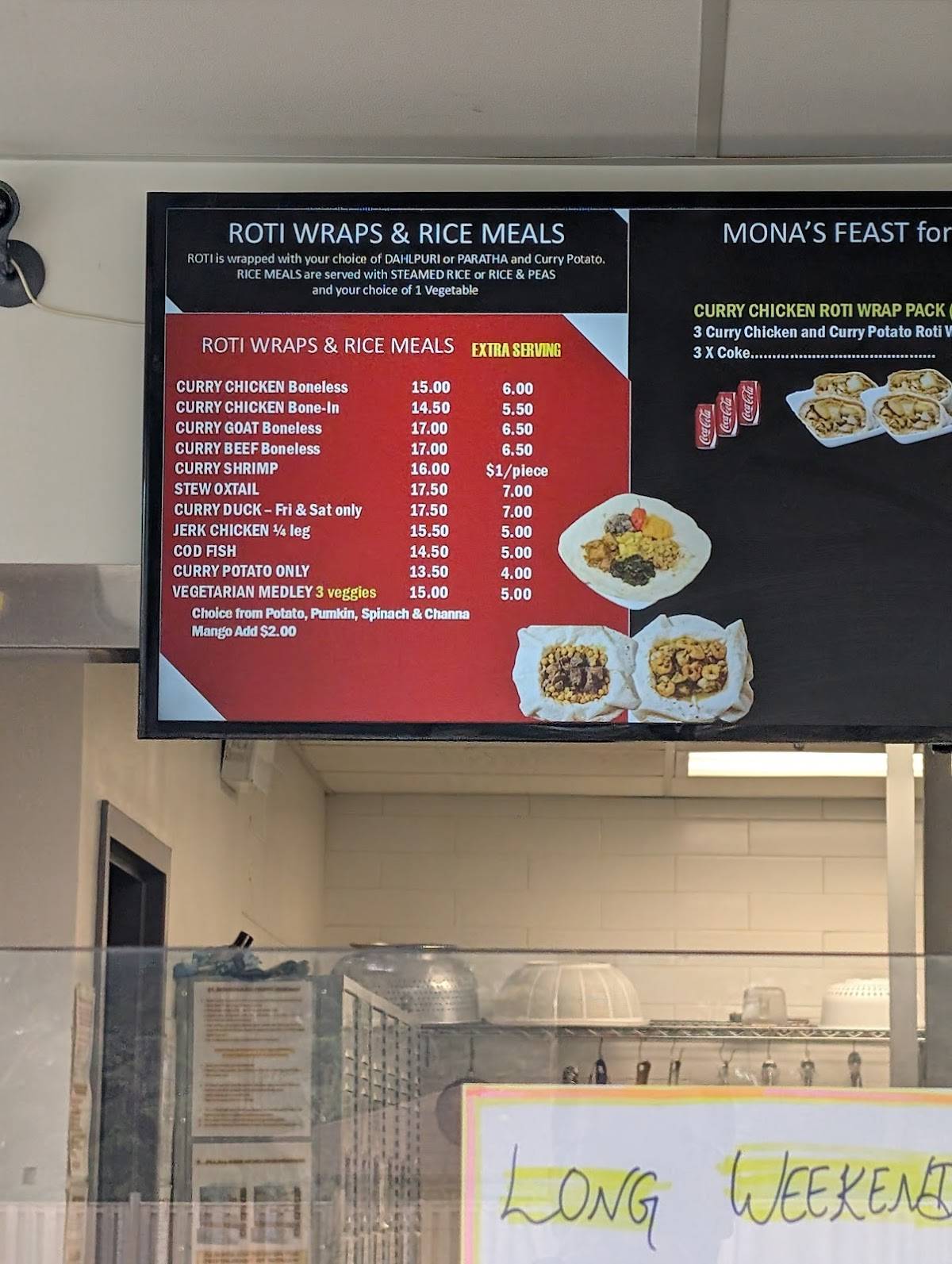 Mona's Roti меню