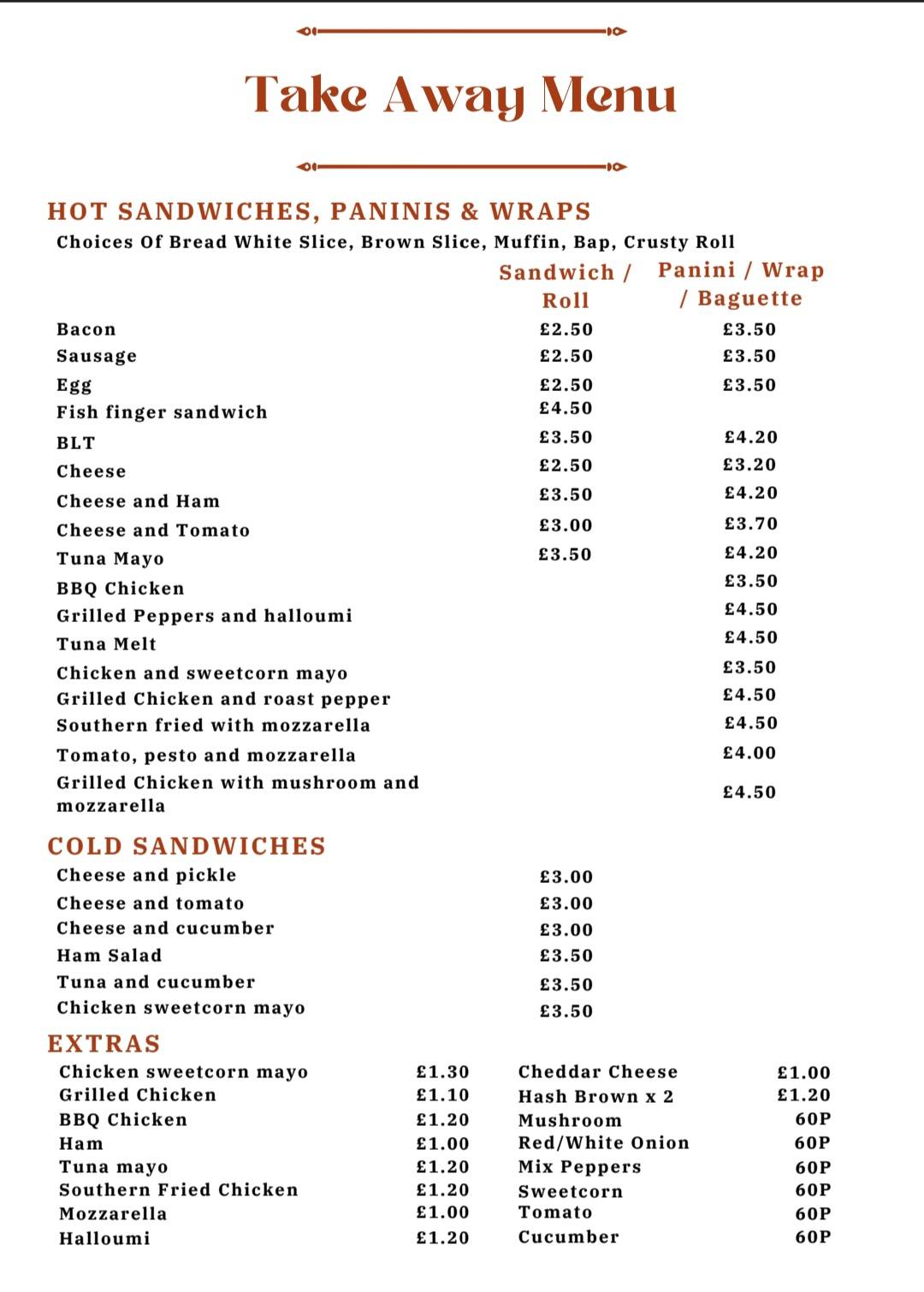 Mother's Kitchen Cafe-Pitsea меню