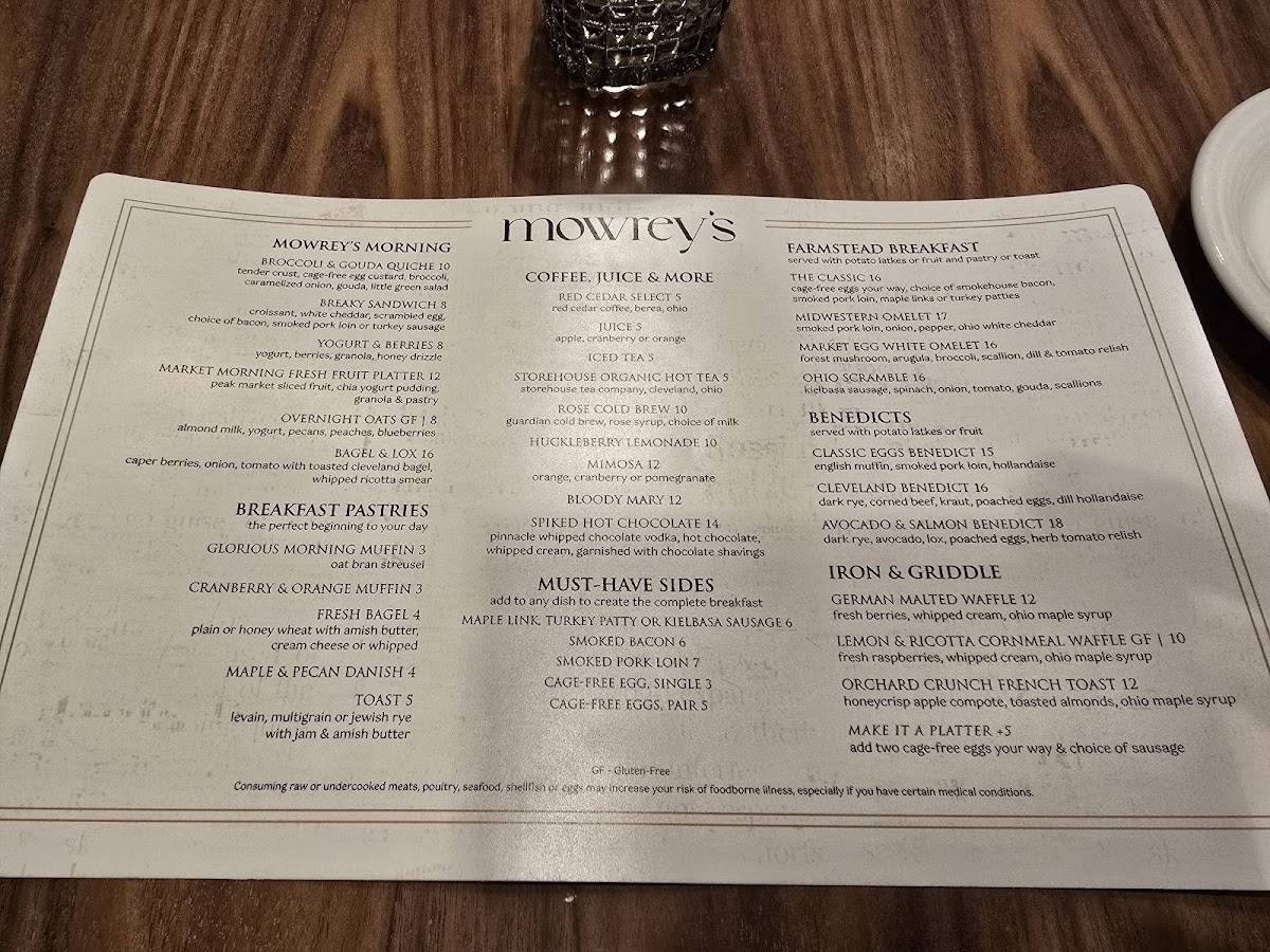 Mowrey’s меню
