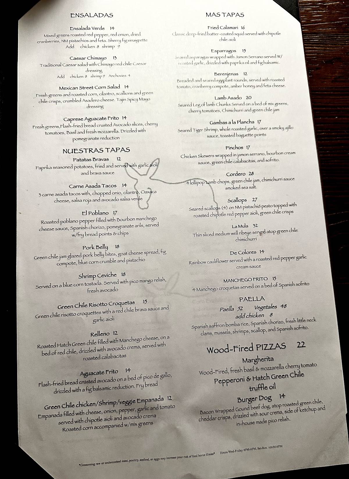 Mulas New Mexican Kitchen and Bar меню