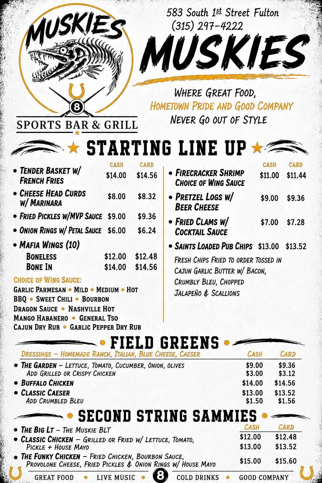 Muskies Sports Bar & Grill меню