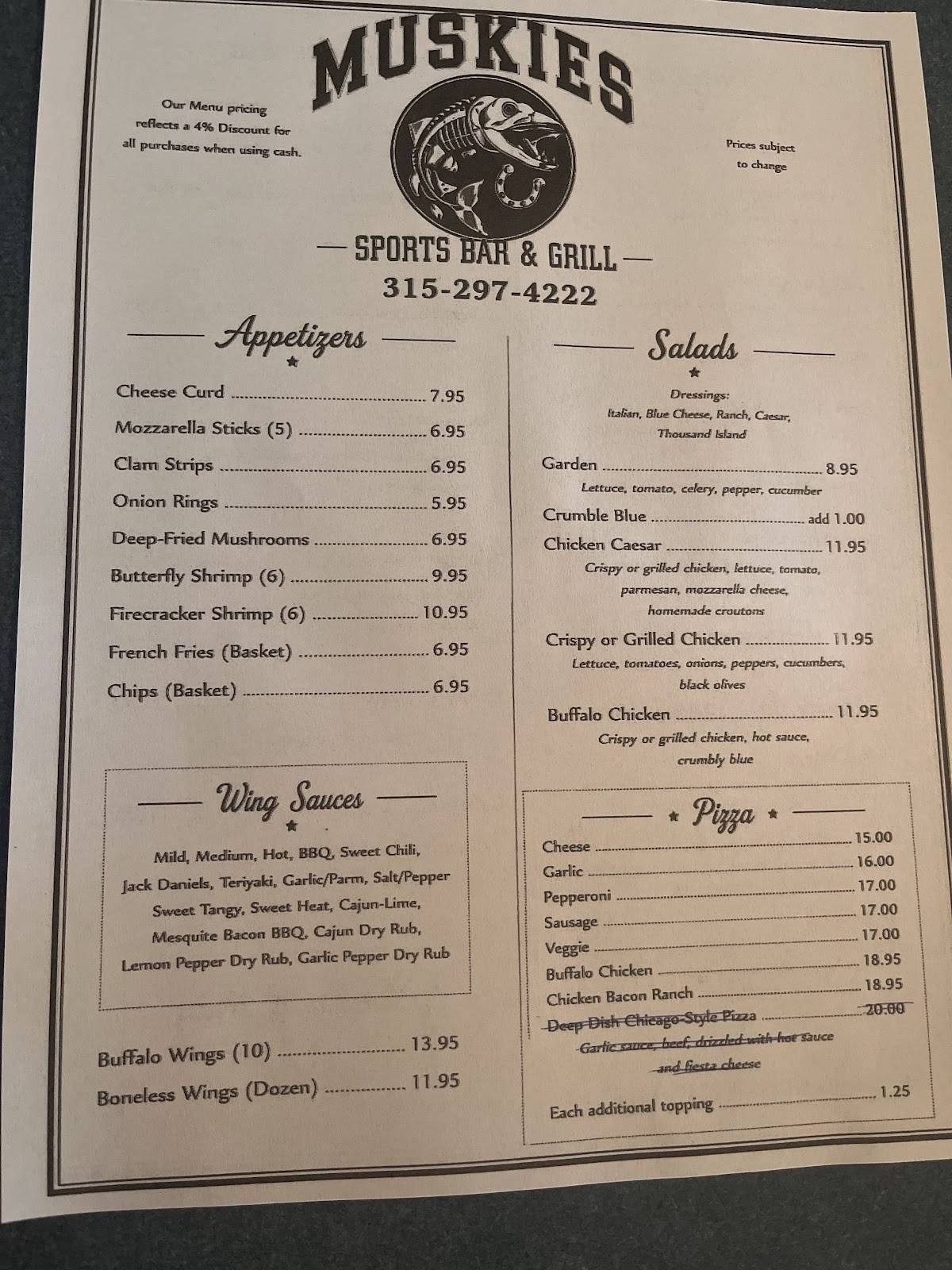Muskies Sports Bar & Grill меню