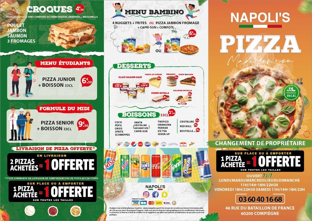 PIZZERIA COMPIEGNE : NAPOLI’S меню