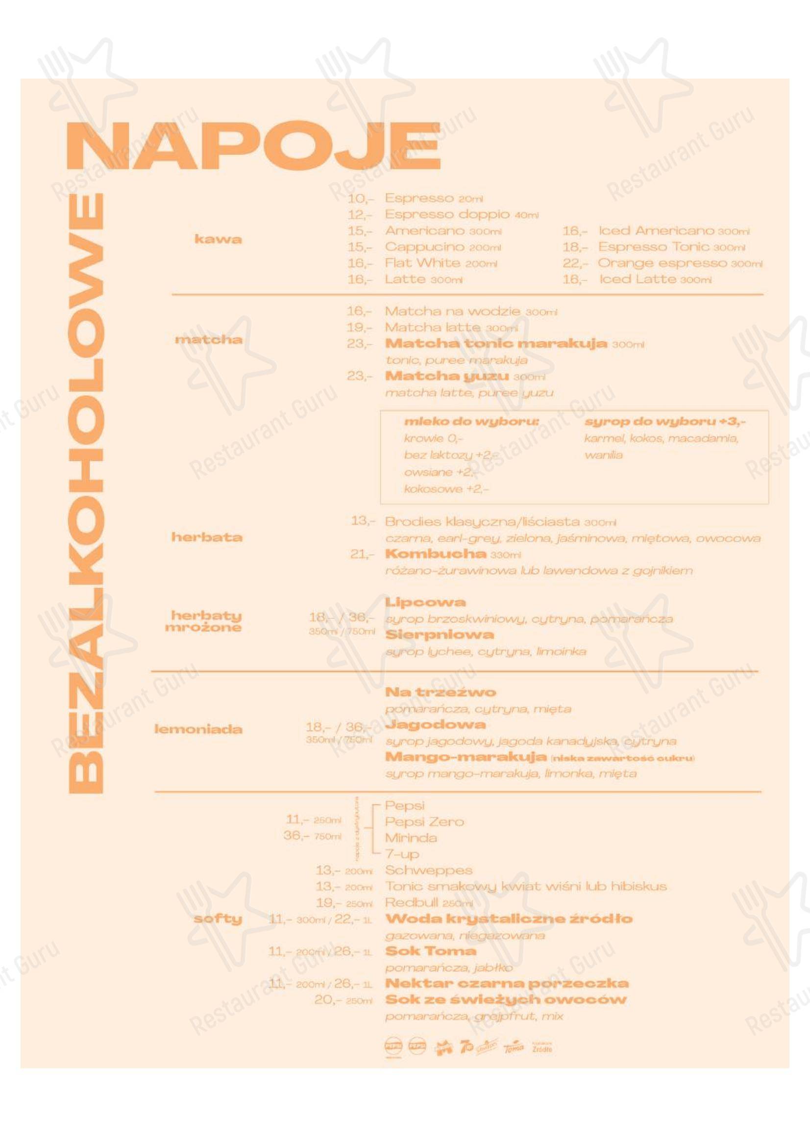 Меню ресторана NOBO restauracja - Меню