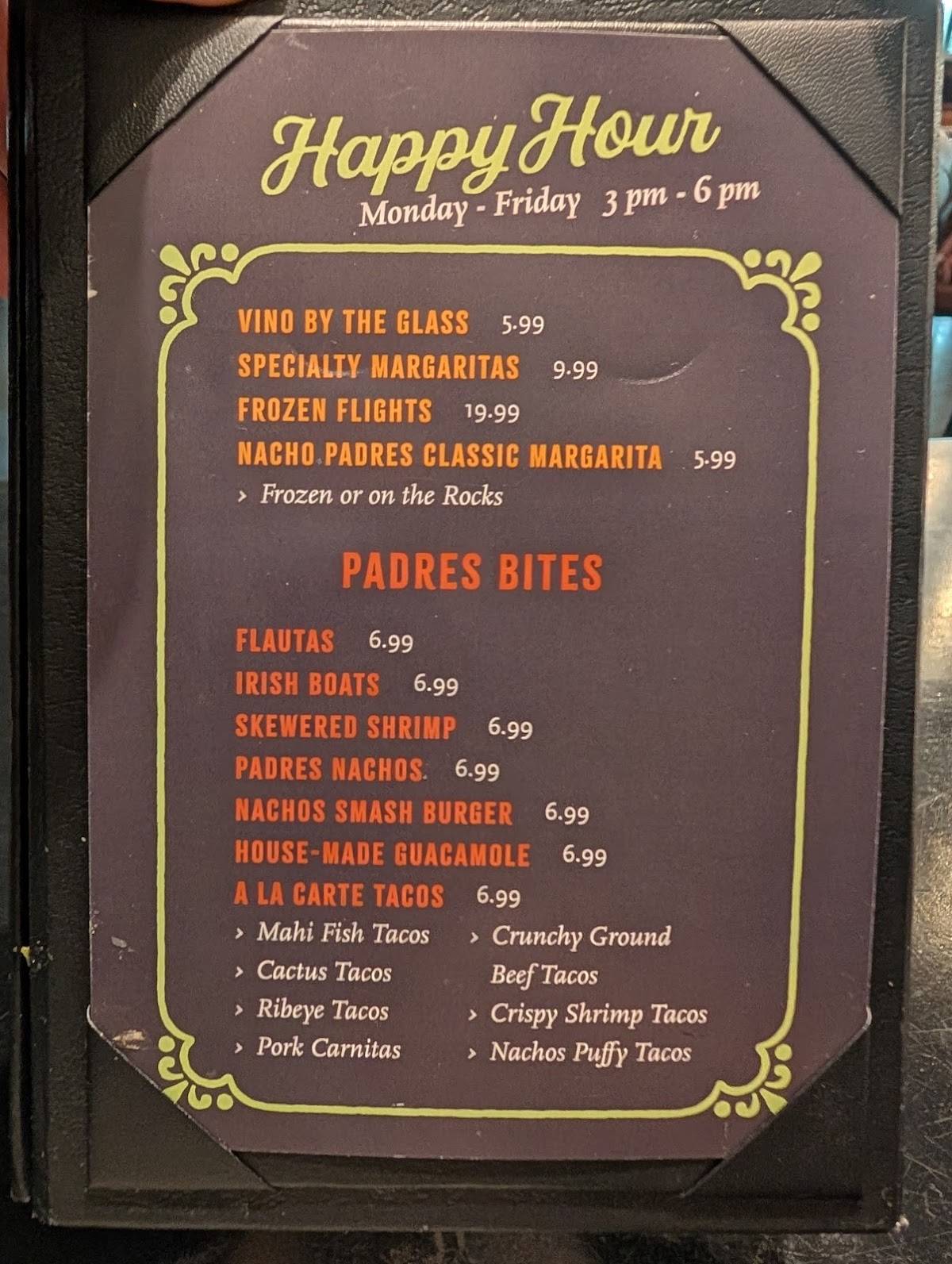 Nacho Padres меню