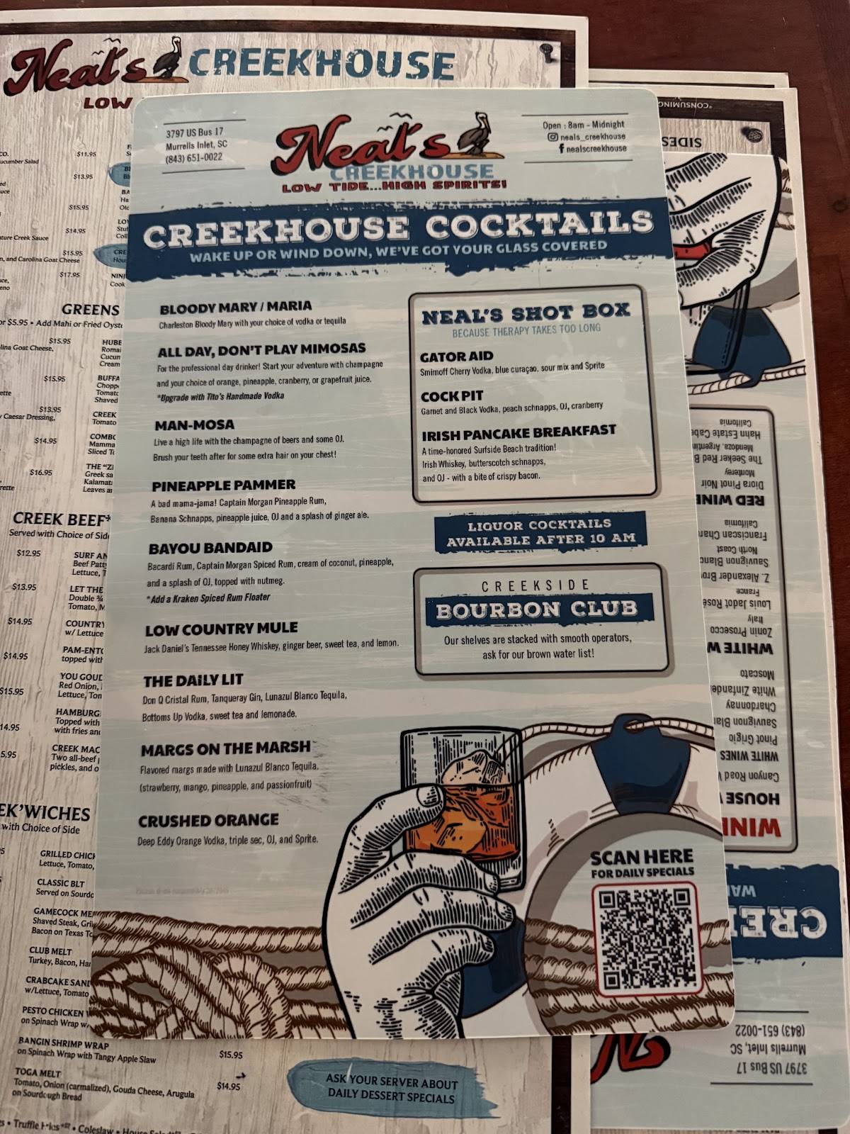 Neal's Creekhouse меню