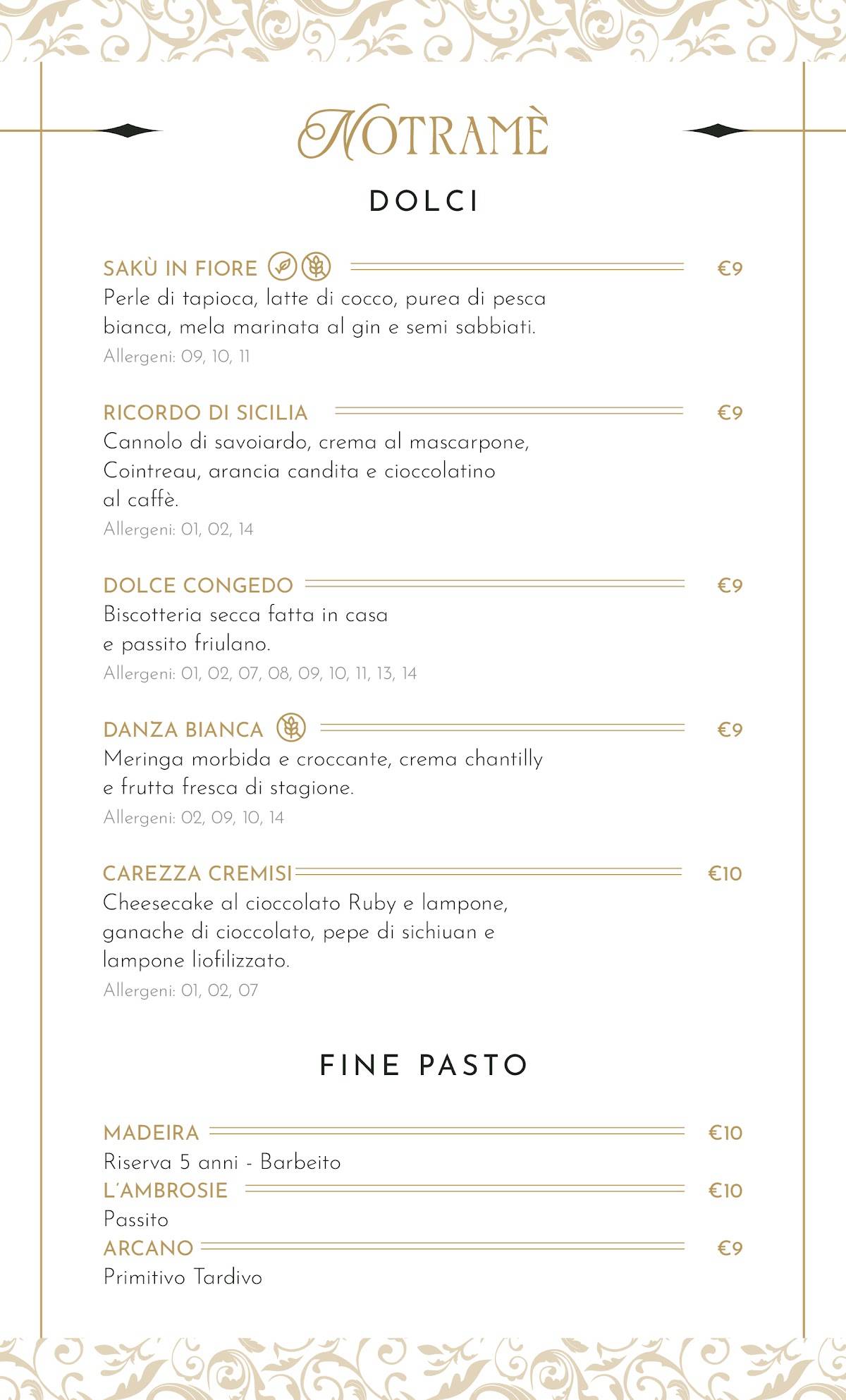 Notramè Bistrot меню