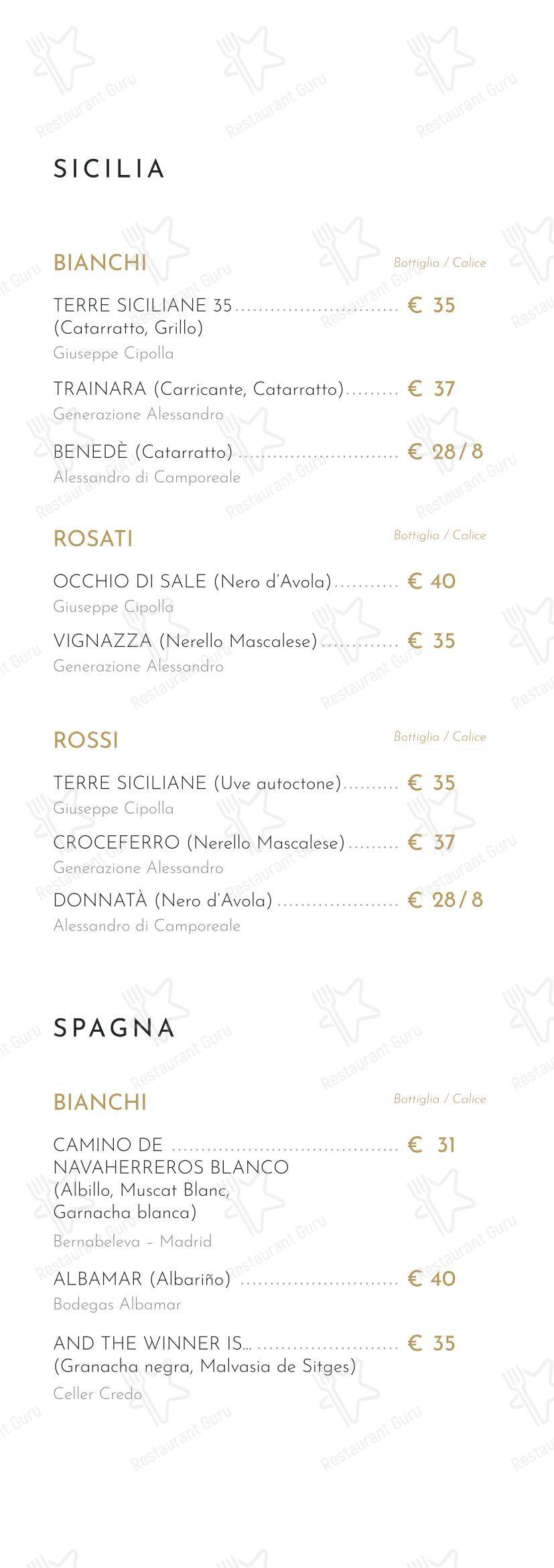 Меню напитков ресторана Notramè Bistrot