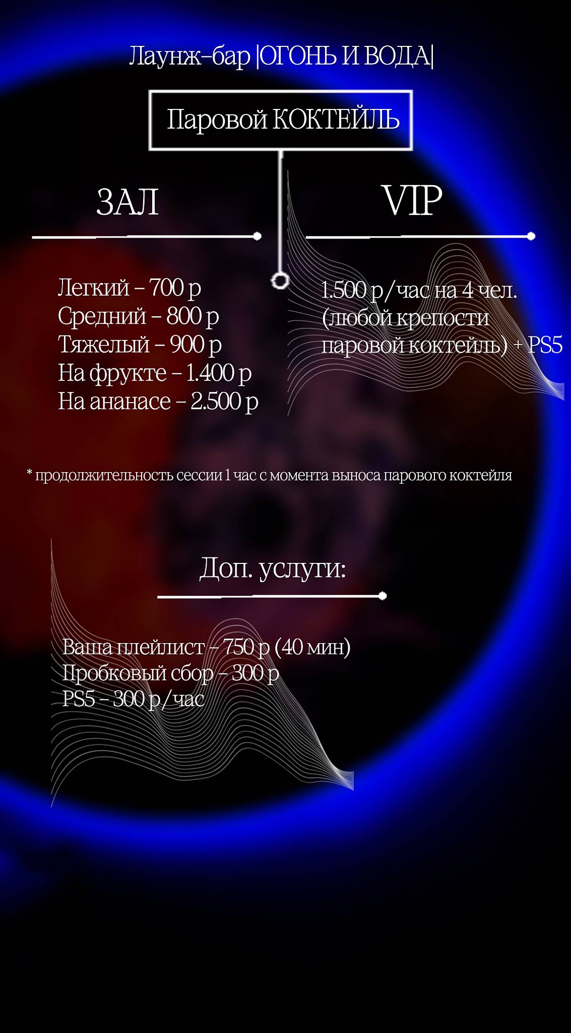 Огонь и вода меню