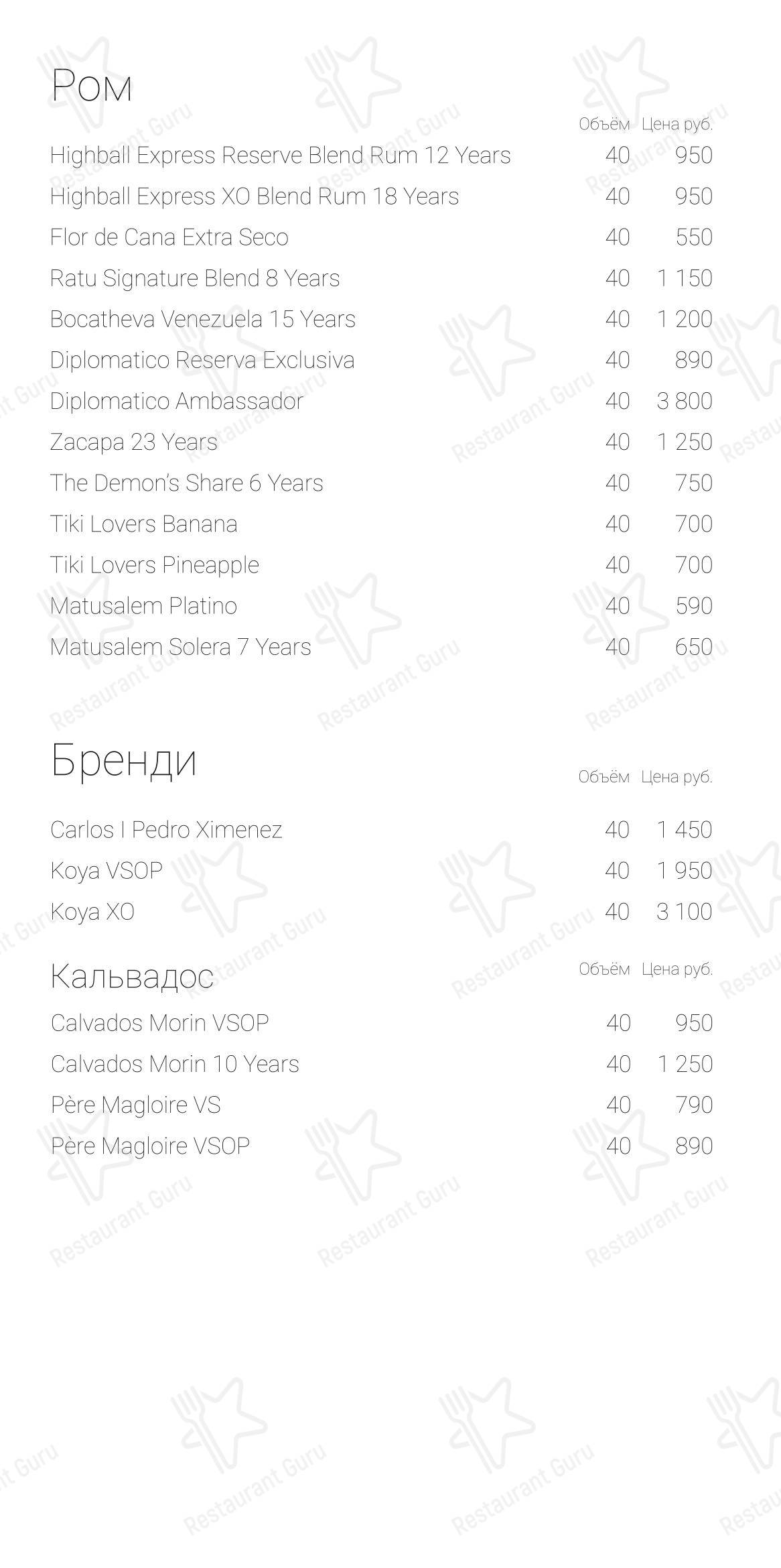 Ona в Нижнем Новгороде - Основное меню