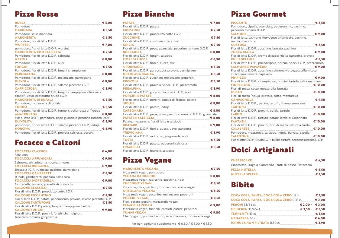 PIZZERIA DA GUSTO меню
