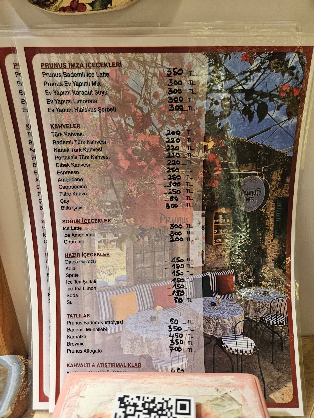 PRUNUS CAFE меню