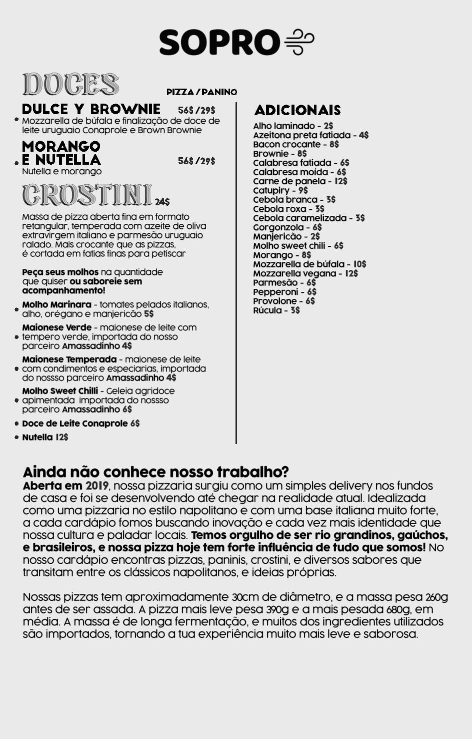 PUGA Cápsula меню