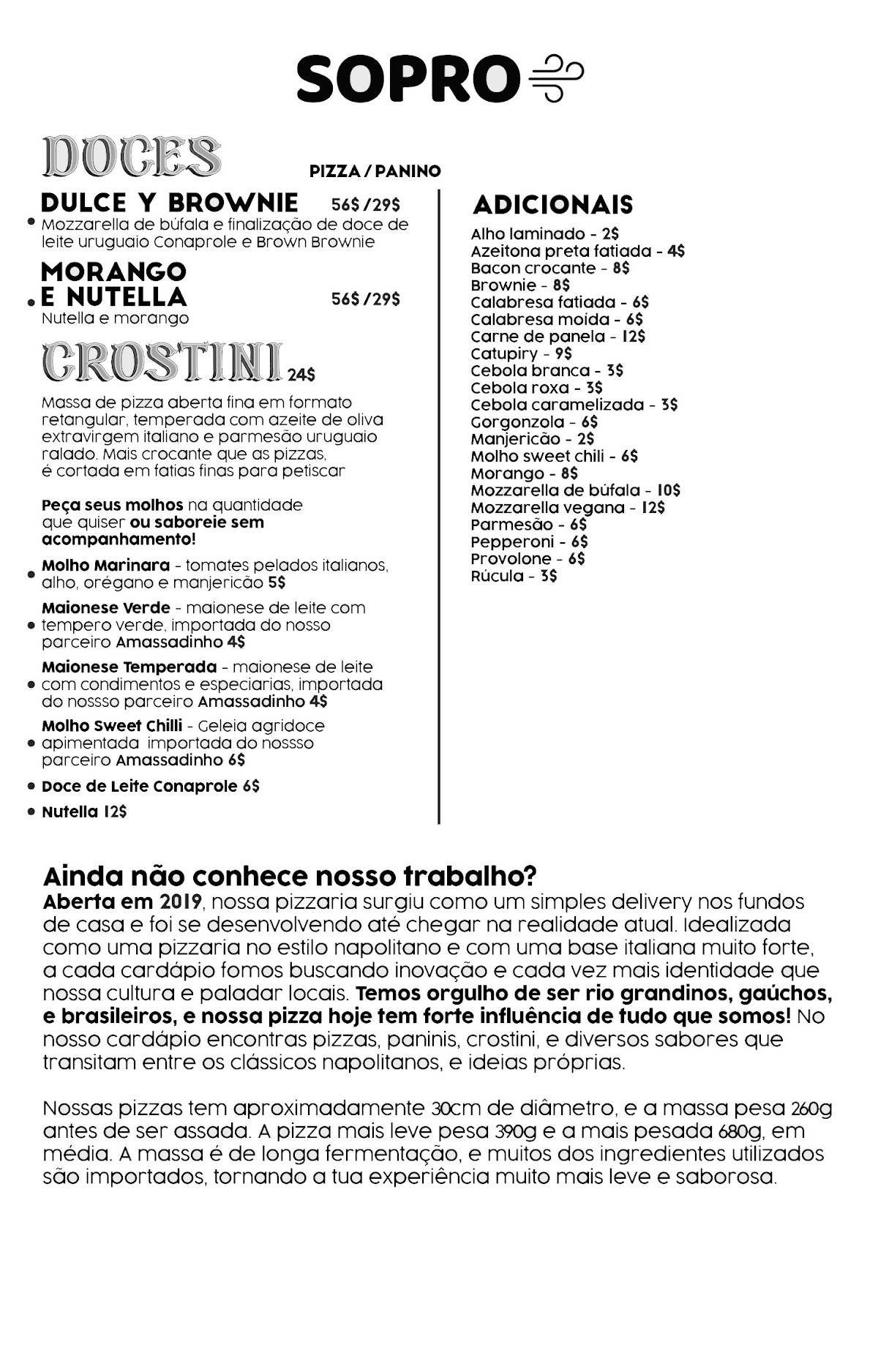PUGA Cápsula меню