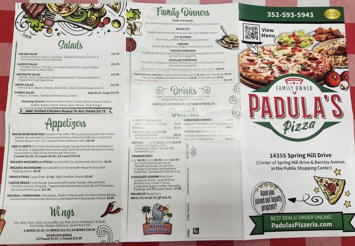 Padula's Pizzeria меню
