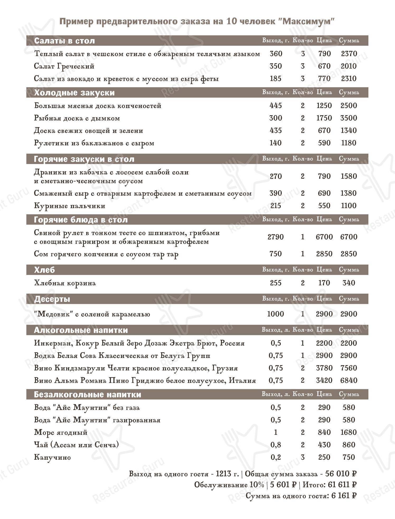 Pan Smetan в Екатеринбурге - Меню напитков