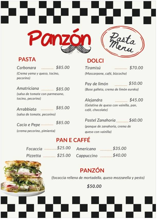 Panzón меню