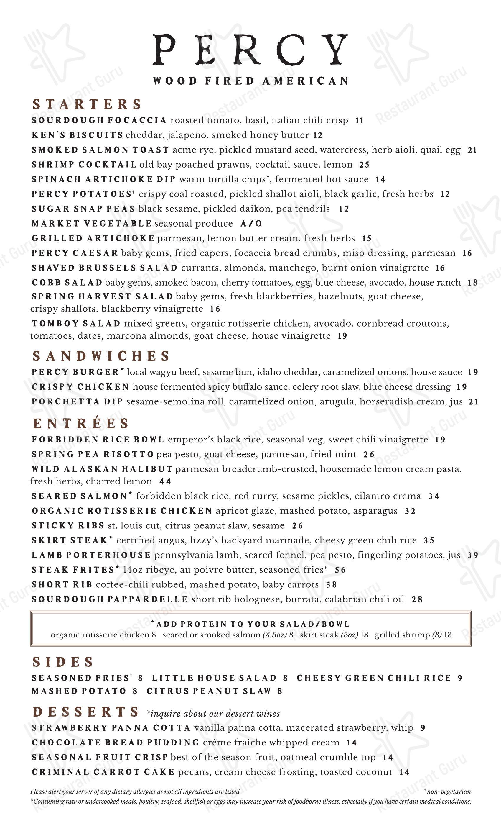Percy в Бойсе - Takeaway Menu