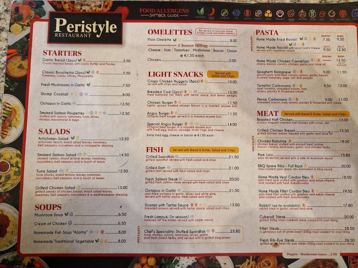 Peristyle Restaurant меню