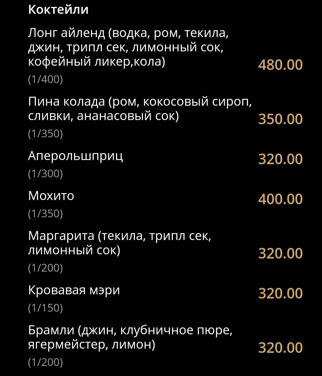 Ричмонд меню