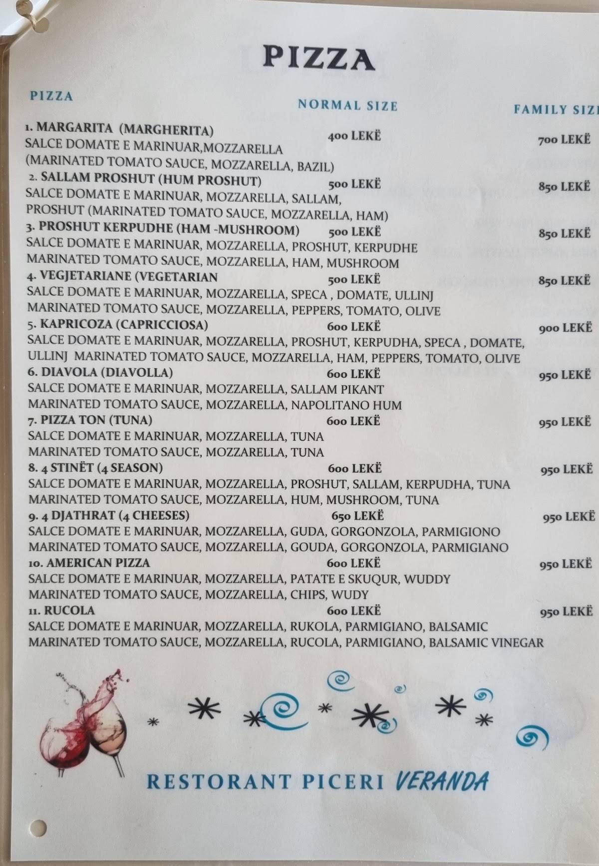 Veranda меню